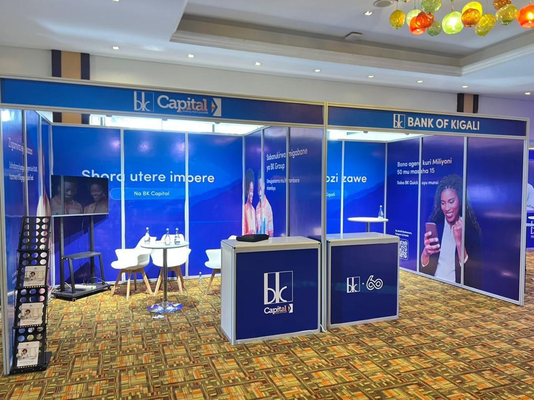 Bank of Kigali branded exhibition booths at a hotel venue