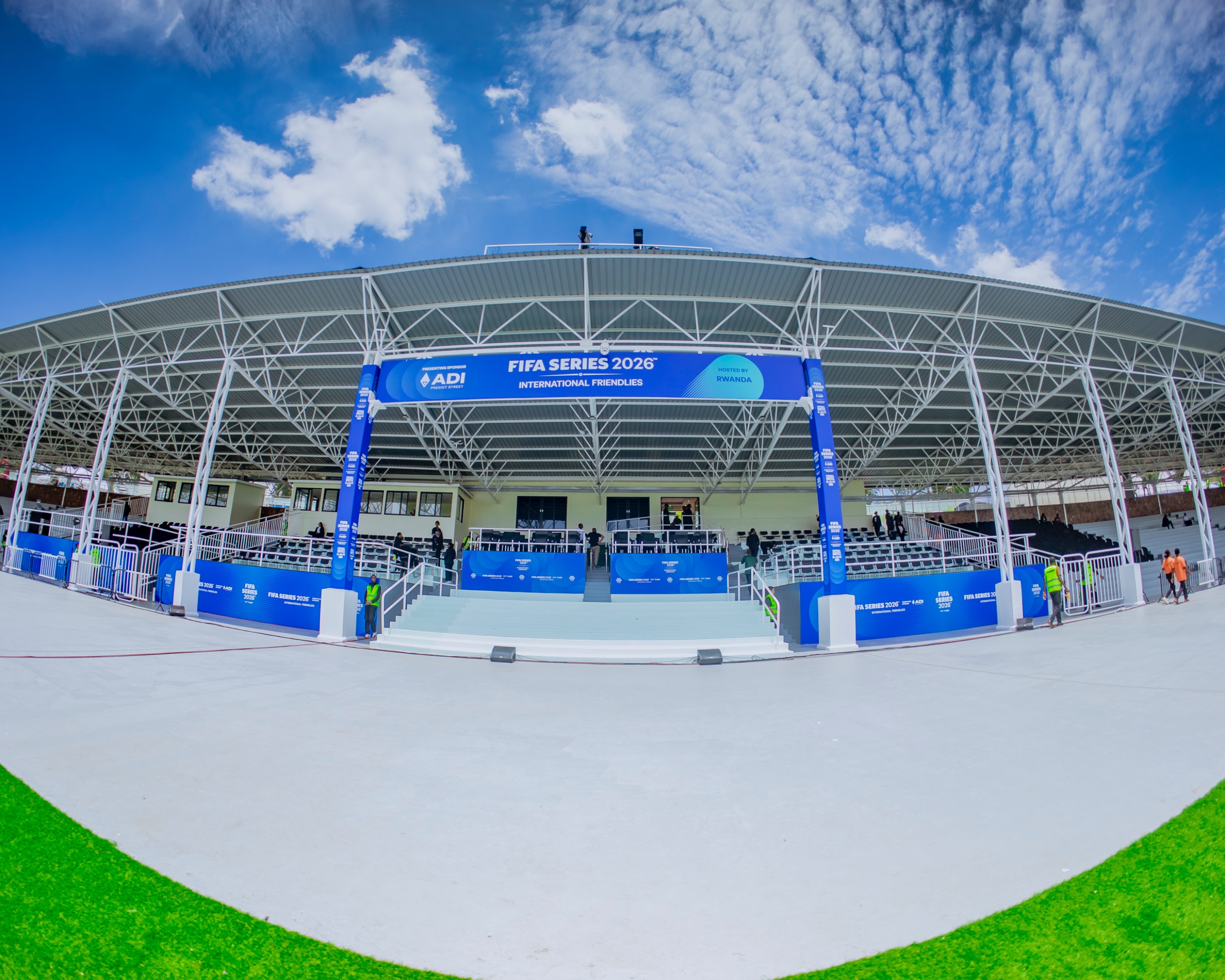 Branded grandstand at the FIFA Series 2026 hosted by Rwanda